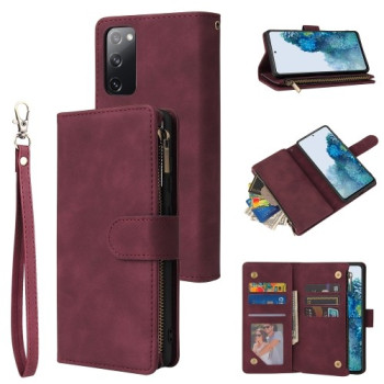 Чехол-книжка Zipper Wallet Bag на Samsung Galaxy S20 FE - винно-красный