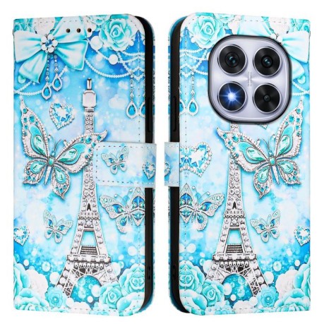 Чехол-книжка Colored Drawing Pattern Plain Weave Leather для Xiaomi Redmi Note 14 Pro 5G/Poco X7 - Butterfly