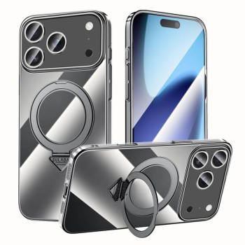 Чохол SULADA Electroplated прозорий з MagSafe і підставкою на iPhone 18 Pro Max — чорний