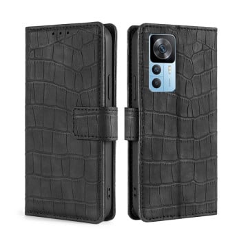Чохол-книжка з м'яким покриттям (Skin Feel), фактура крокодил (Crocodile Texture) на Xiaomi Redmi K50 Ultra/Xiaomi 12T/Xiaomi 12T Pro - чорний