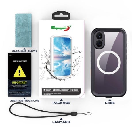 Протиударний чохол RedPepper IP68 Waterproof з MagSafe на iPhone 17 - чорно-сірий