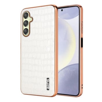 Чохол AZNS металізована рамка Electroplated Frame фактура &quot;крокодил&quot; на Samsung Galaxy A16 5G - білий