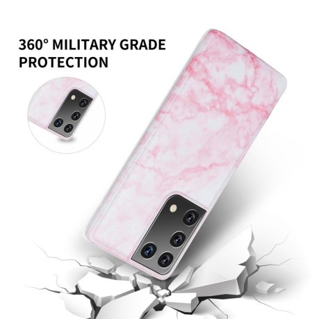 Протиударний чохол Glossy Marble IMD на Samsung Galaxy S21 Ultra - рожевий