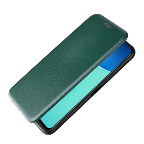 Чехол-книжка Carbon Fiber Texture на Vivo Y15s/Y15a - зеленый