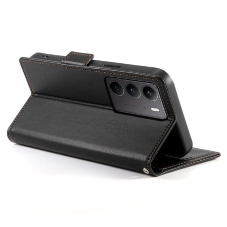 Чехол-книжка Side Buckle Magnetic Frosted Leather на Realme C75 / Realme 14x - черный