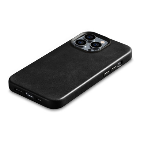 Кожаный чехол iCarer Leather Oil Wax (MagSafe) для iPhone 14 Pro Max - черный