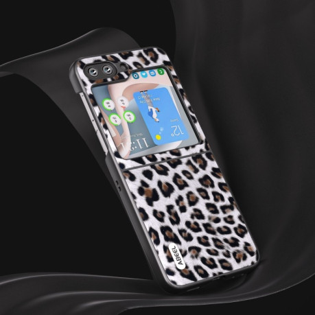 Противоударный чехол ABEEL Black Edge Leopard для Samsung Galaxy Flip 5 - серебристый
