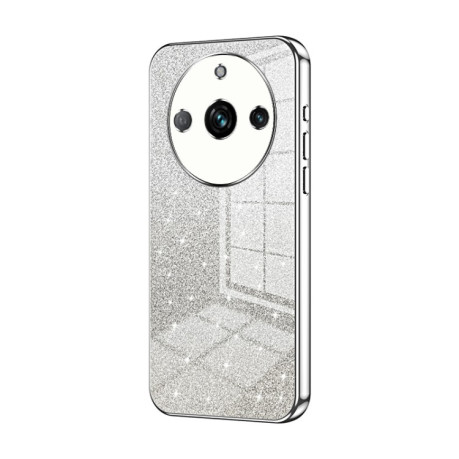 Ударозащитный чехол Gradient Glitter Powder Electroplated на Realme 11 Pro / 11 Pro+ 5G - серебристый