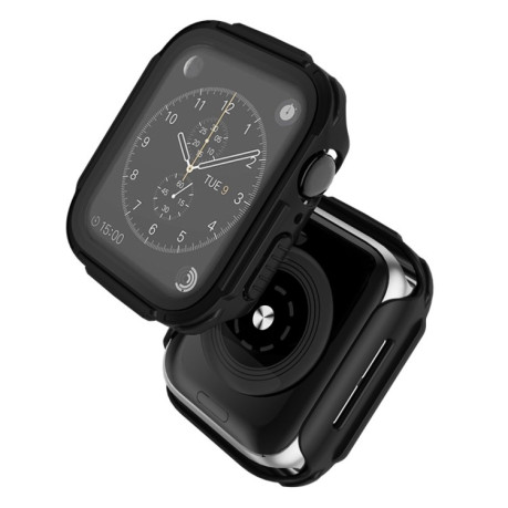Противоударная накладка с защитным стеклом Plating PC Frame для Apple Watch 40mm - черная