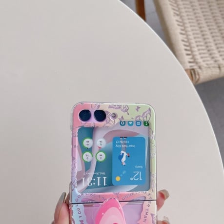 Противоударный чехол Transparent Painted для Samsung Galaxy  Flip 6 5G - Blue Butterfly