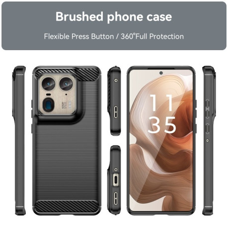 Протиударний чохол Brushed Texture Carbon Fiber на Motorola Edge 50 Ultra - чорний