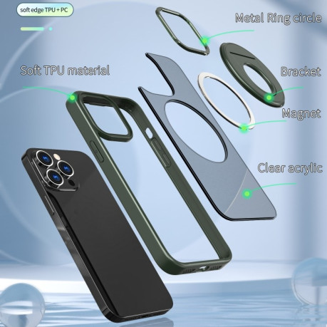 Ударозахисний чохол Metal Ring Holder 360 Degree Rotating на iPhone 15 Plus - зелений