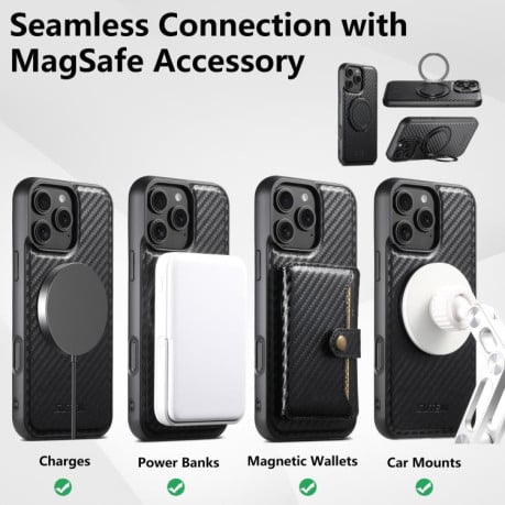 Противоударный чехол Suteni G3 Carbon Fiber с подставкой 360 и MagSafe на iPhone Air - черный
