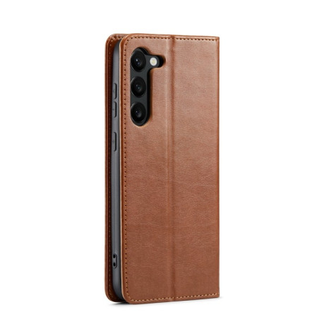 Кожаный чехол-книжка Fierre Shann Genuine leather на Samsung Galaxy S23+ 5G - коричневый