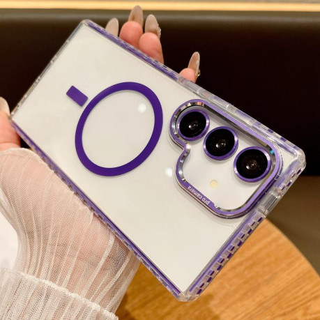 Протиударний чохол Transparent MagSafe Phone Case with Lens Film  для Samsung Galaxy S25+ 5G - фіолетовий