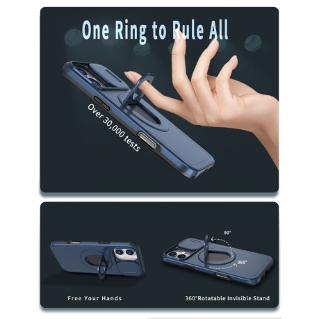 Противоударный чехол Camshield MagSafe Ring Holder Armor для iPhone 16 - синий