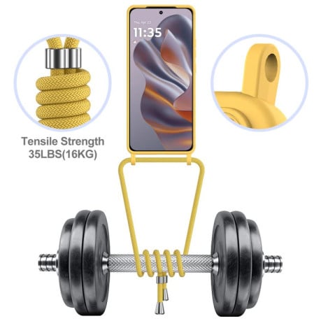 Силиконовый чехол Integrated Card Bag Solid Color Liquid Silicone на Motorola Edge 50 Neo / 60 Neo — жёлтый