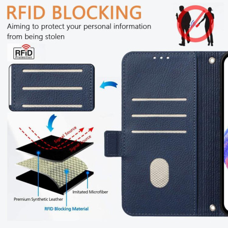 Чехол-книжка Magnetic RFID Anti-theft Leather для Redmi Note 15 Pro 5G Global 163.6mm — тёмно-синий