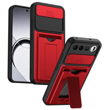 Чохол Escase з відділенням на карт і слайдером камери на Realme 16 5G — червоний