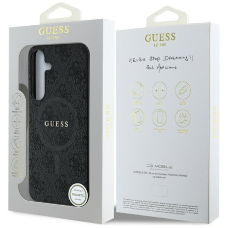 Оригінальний чохол Guess 4G Round Patch Classic Logo MagSafe для Samsung Galaxy S25 Plus - black