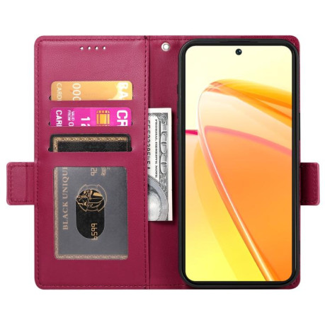 Чохол-книжка Side Buckle Magnetic Frosted Leather для OPPO Reno13 F /Reno13 FS 4G/5G - винно-червоний