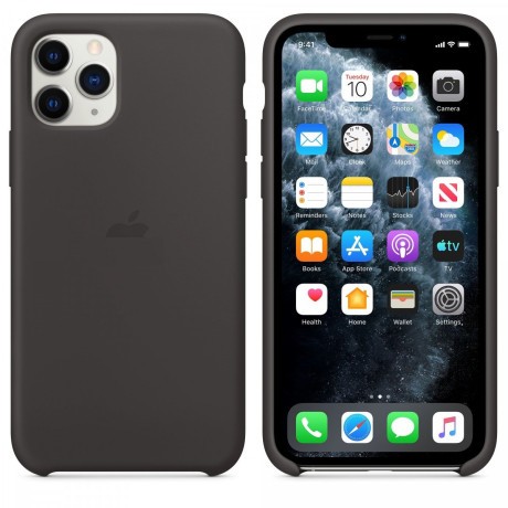 Силиконовый чехол Silicone Case Black на iPhone 11 Pro Max-премиальное качество
