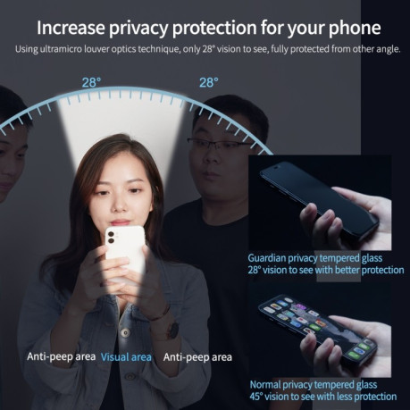 Защитное стекло NILLKIN Guardian Privacy-proof для iPhone 14/13/13 Pro - черное