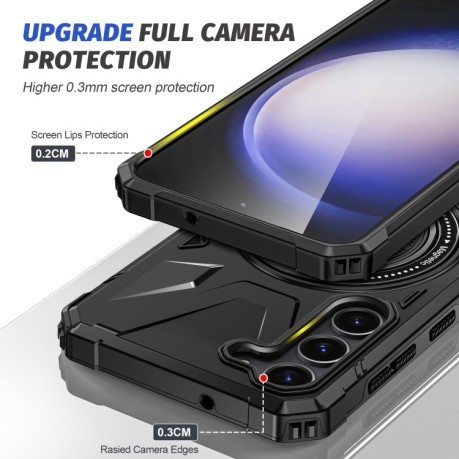 Противоударный чехол HTM MagSafe Magnetic Shockproof Phone Case with Ring Holder для Samsung Galaxy S24 5G - черный