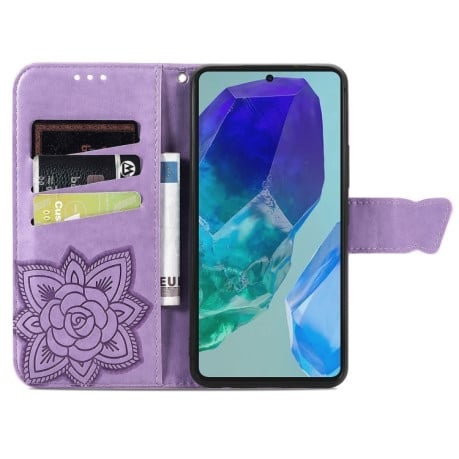 Чохол-книжка Butterfly Love Flower Embossed для Samsung Galaxy A16 - фіолетовий