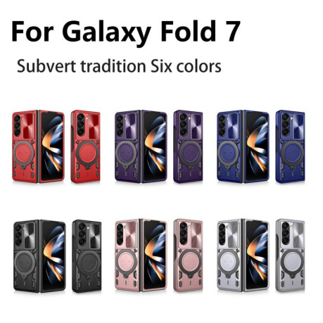 Противоударный чехол CD Texture Sliding Camshield Magnetic Holder на Samsung Galaxy Fold 7 5G - розовый