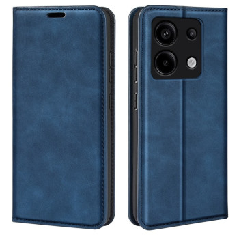 Чехол-книжка в стиле Retro мягкое покрытие Skin Feel деловой дизайн на Xiaomi Redmi Note 13 Pro 5G/Poco X6 5G - синий