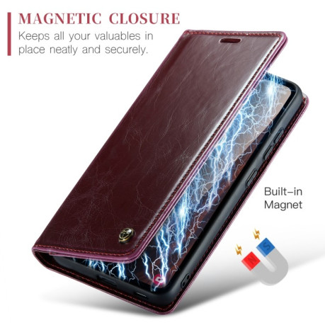 Кожаный чехол-книжка CaseMe 003 Series с магнитной крышкой на Samsung Galaxy S23 FE - красный