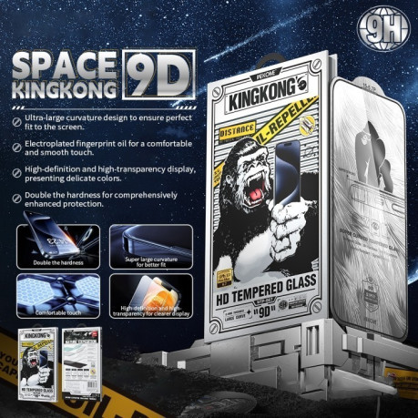 Захисне скло WK WTP-087 Space King Kong 9D Curved HD Tempered Glass для iPhone 16 Pro Max - чорне