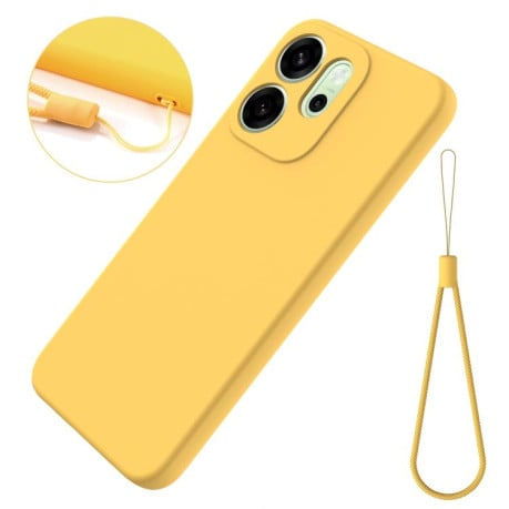 Силиконовый чехол Solid Color Liquid Silicone на OPPO Reno14 F 5G Global - желтый