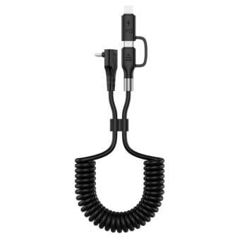 Універсальний Кабель заряджання Type-C to 8 Pin + Type-C Elbow Spring Charging Data Cable, Length: 1.5m - чорний