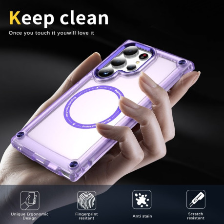 Протиударний чохол Skin Feel TPU + PC MagSafe Magnetic для Samsung Galaxy S25 Ultra 5G - прозоро-фіолетовий
