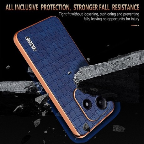 Чехол AZNS Electroplated Frame Crocodile Texture на Xiaomi Redmi Note 14 5G - черный