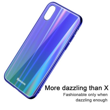 Чехол Baseus Laser luster Glass Case на iPhone X / XS -сине-зеленый