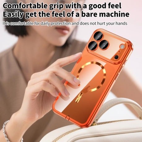 Чехол Plating Paint с MagSafe и защитой камеры для iPhone 17 Pro Max — прозрачный