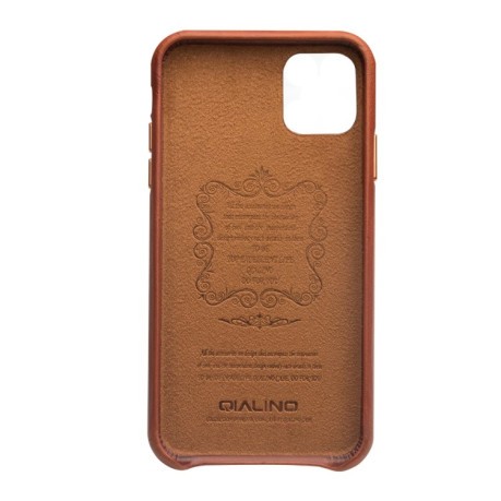Кожаный чехол QIALINO Cowhide Leather Protective Case для iPhone 11 Pro Max - коричневый