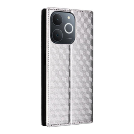 Чохол-книжка Cubic Grid з фактурою Calf для Realme Note 70T 4G / 70 4G — сріблястий