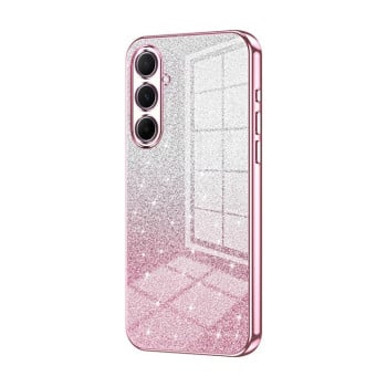 Ударозащитный чехол Gradient Glitter Powder Electroplated на Samsung Galaxy A56 - розовый