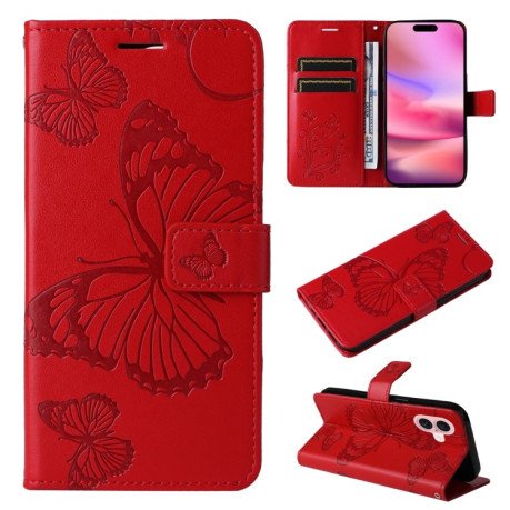 Чохол-книжка Embossed Butterfly для iPhone 16 – червоний