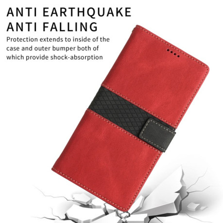 Чехол-книжка Grid Stitching Leather Phone Case with Lanyard для  для iPhone 16e - красный
