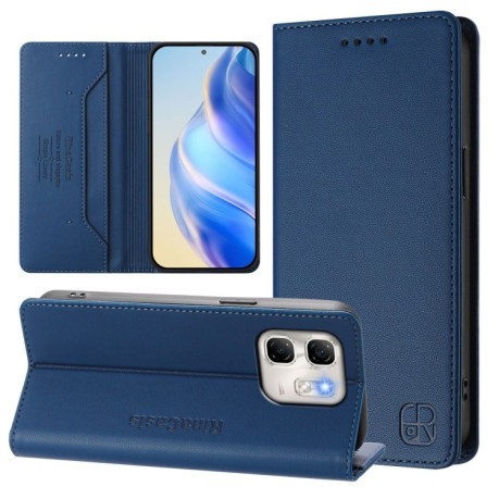 Чехол-книжка RC01 Dual-Folded Magnetic Suction RFID Leather на Infinix Hot 50i 5G / Smart 9 4G - синий