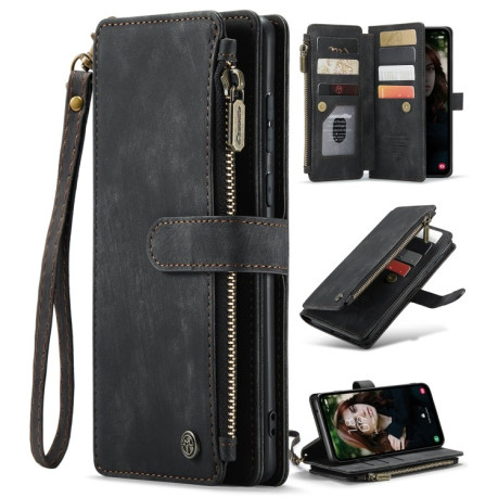 Шкіряний чохол-гаманець CaseMe-C30 для Samsung Galaxy S23 FE - чорний