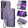 Чохол-книжка Geometric Embossed на Samsung Galaxy S24 Ultra 5G - фіолетовий