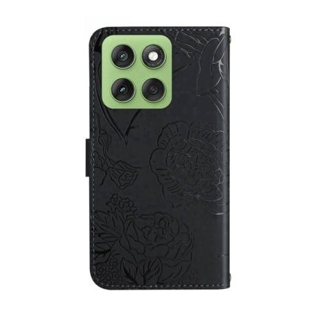 Чохол-книжка з м'якою фактурою та тисненням Butterfly на Motorola Edge 60 Pro - чорний