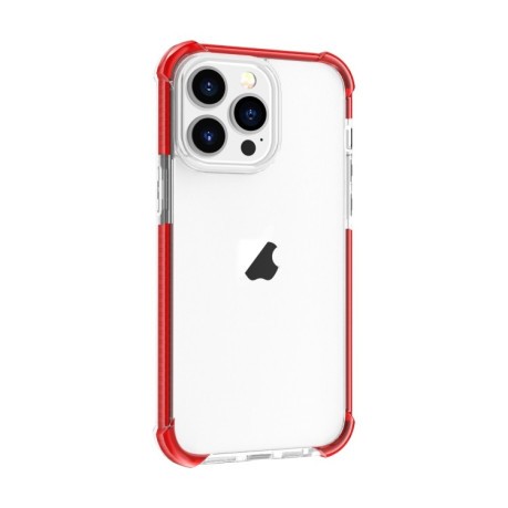 Протиударний акриловий чохол Four-corner на iPhone 15 Pro -прозоро-червоний