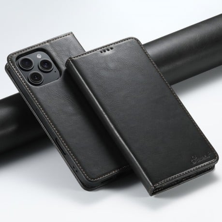 Чохол протиударний Suteni H02 Leather Wallet Stand для iPhone 16 Pro - чорний